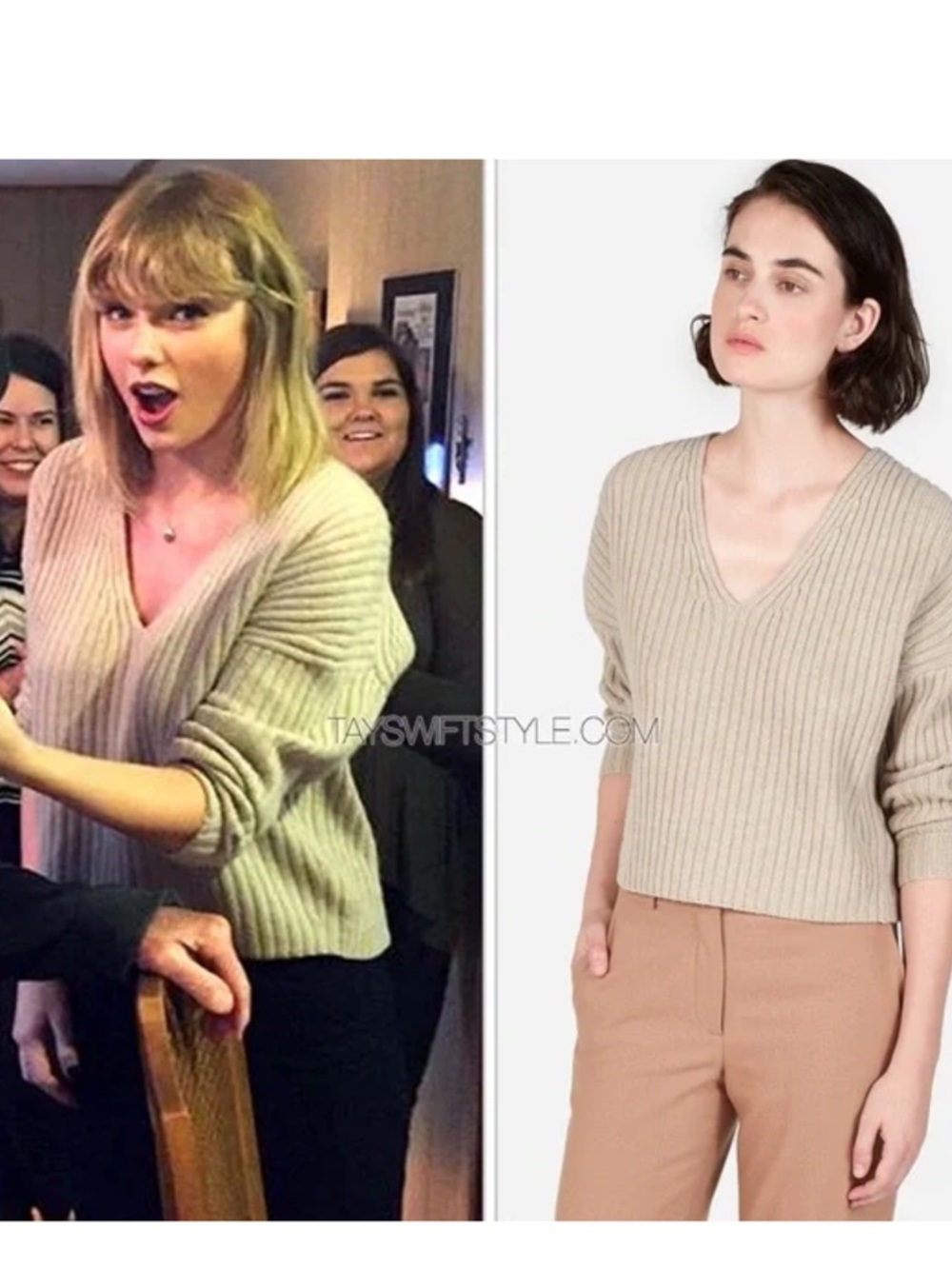 EUC Everlane 100% Cashmere Ribbed V-Neck Cropped Sweater in Cream, S - Picture 16 of 16